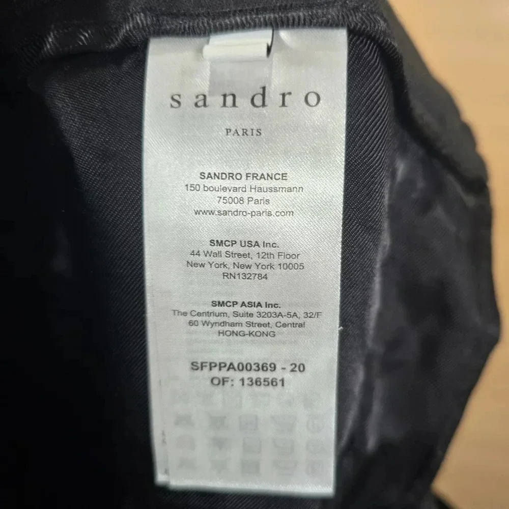 Sandro Paris‎ Womens Wool Blend Trouser Straight Leg Pants Black Size FR 36 US 6